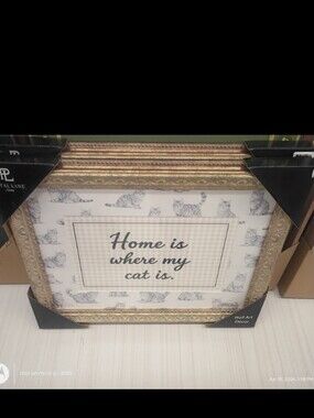 Gold Framed "Home is Where My Cat Is" Wall Art by Park Lane